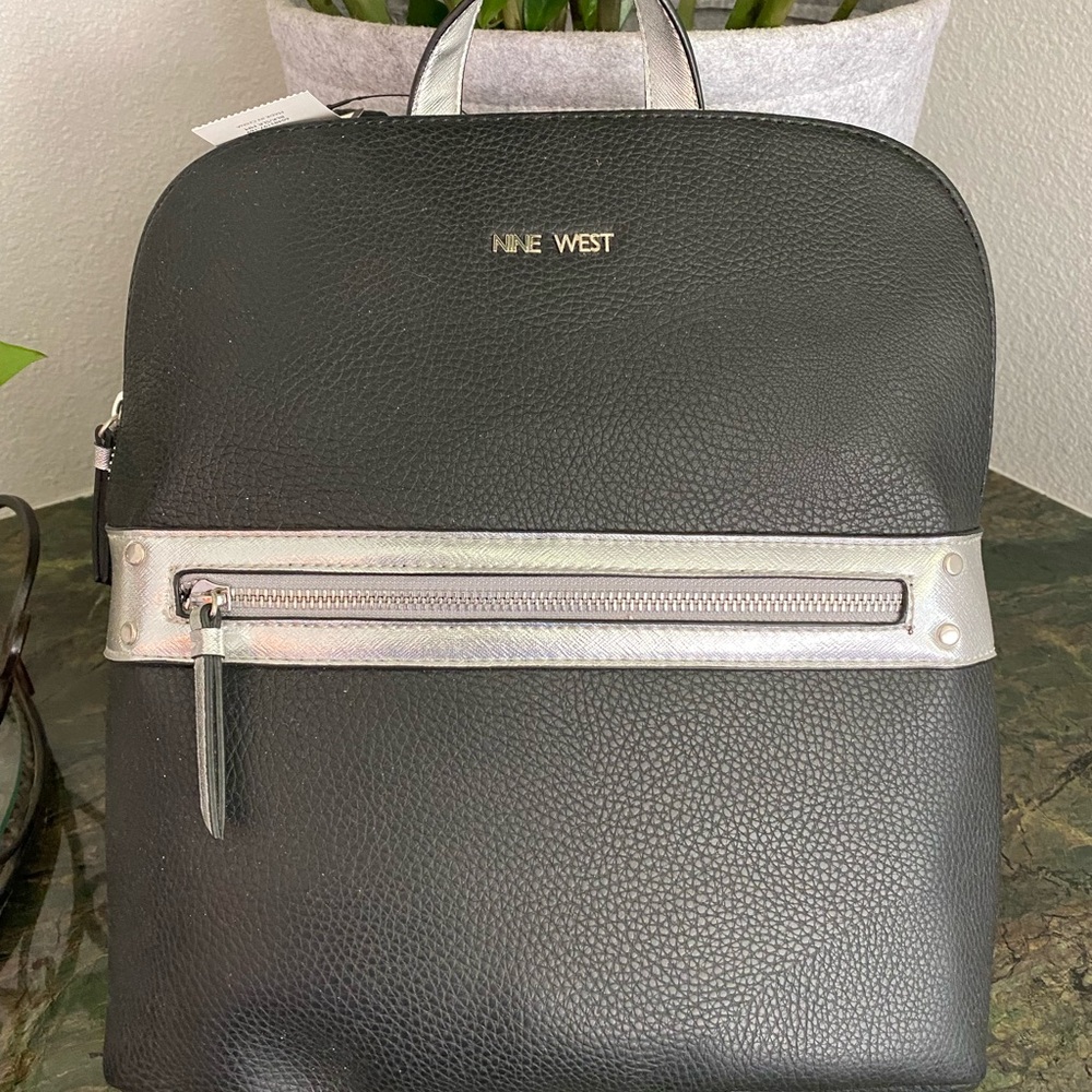 NWT Women’s Nine West Backpack in Black and Silver